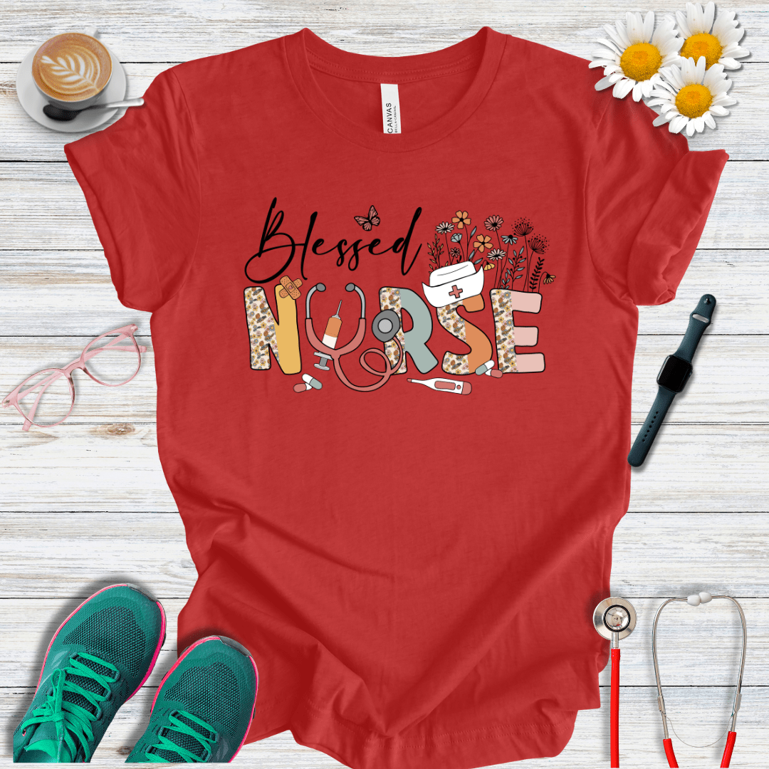 Blessed Nurse Floral Style T-Shirt