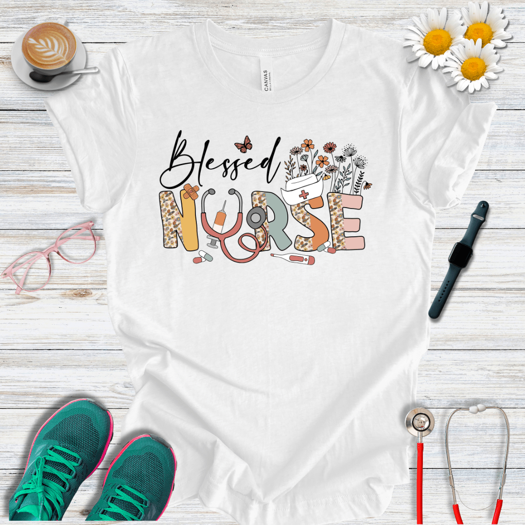 Blessed Nurse Floral Style T-Shirt