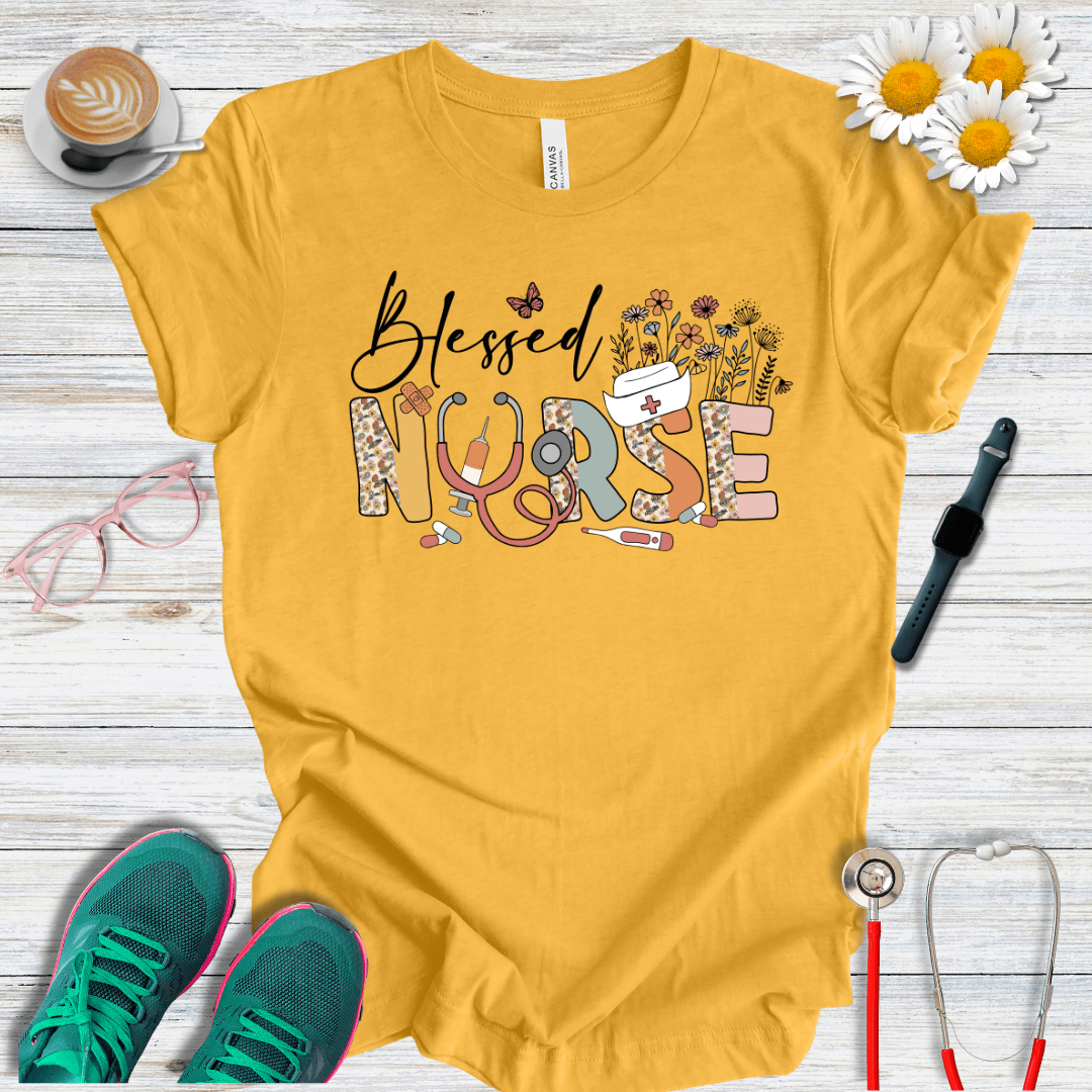 Blessed Nurse Floral Style T-Shirt