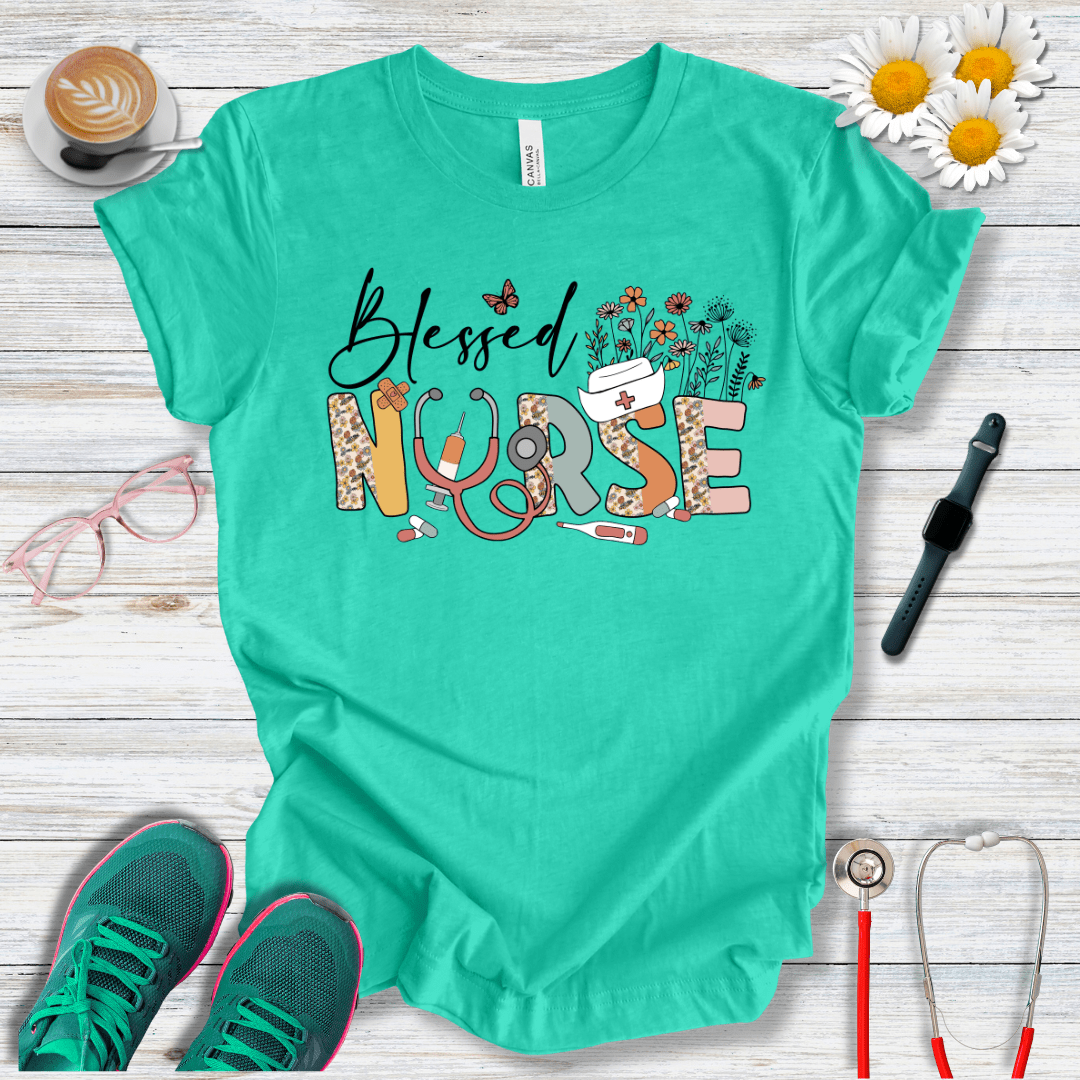 Blessed Nurse Floral Style T-Shirt