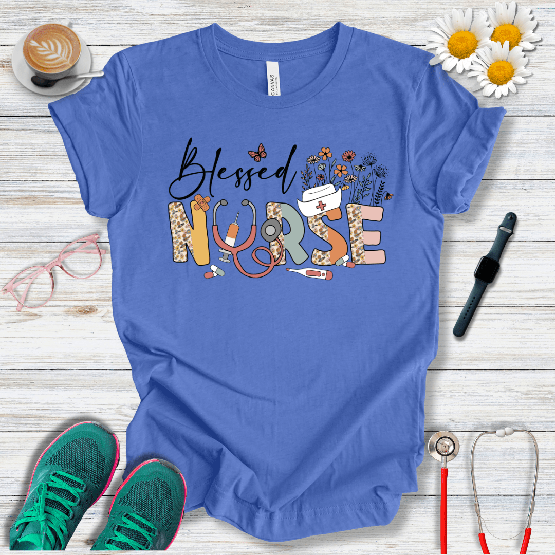 Blessed Nurse Floral Style T-Shirt