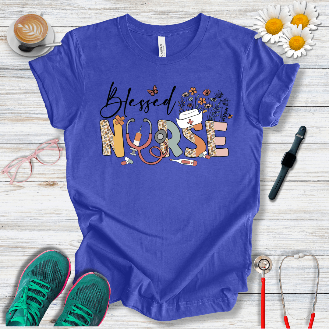 Blessed Nurse Floral Style T-Shirt