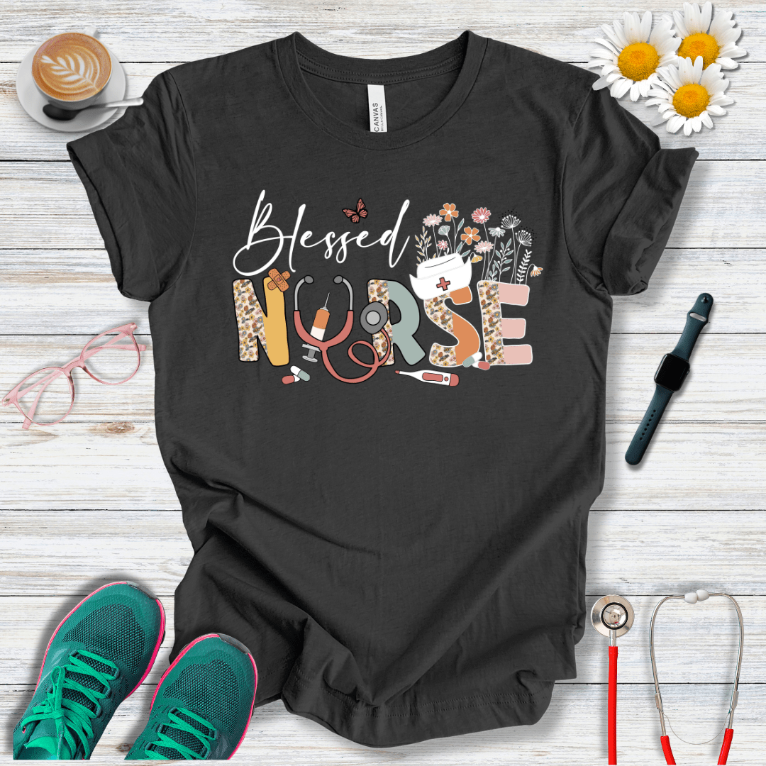 Blessed Nurse Floral Style T-Shirt