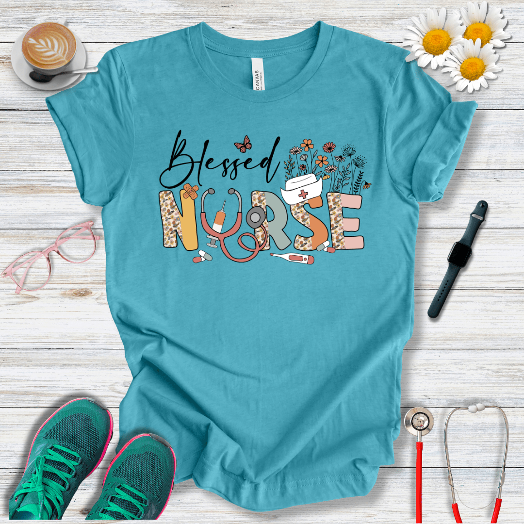 Blessed Nurse Floral Style T-Shirt